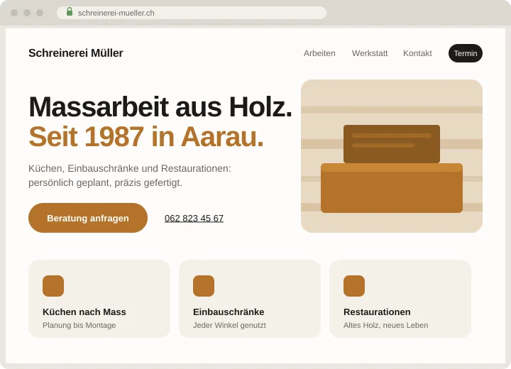 The same website after the rebuild: a modern, uncluttered design